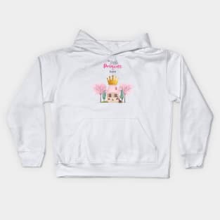 Crowned Pink Fairy Castle for the Little Princess Kids Hoodie